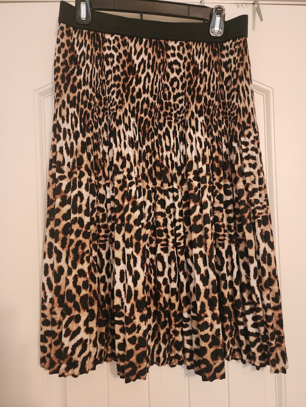 INC Pleated Leopard Print Midi Skirt Brown/Black SZ M Mobwife Animal Print
